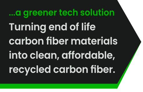 A greener technology solution. Turning end of life carbon fiber materials into clean, affordable, recycled carbon fiber.